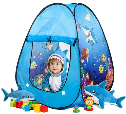 Kids Play Tent, Pop Up Tent for Toddlers, Baby Ball Pit Indoor Playhouse, Portable Children Safe Zone with Storage Bag, Birthday Toys Gifts for Boys Girls (Ocean)
