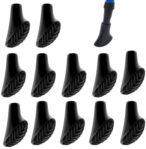 Lsydgn 12 Stück Nordic Walking Pads Asphalt Gummipuffer,Trekking Gummipuffer Asphalt,Nordic Walking Pads für alle gängigen Stockmodelle den Nordic Walking Stock mit einen Durchmesser von 10mm,Schwarz