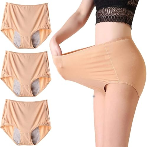sous-Vêtements D'incontinence pour Femmes, Culotte Anti Fuite Urinaire Femme Lavable,Coton Culotte Post Accouchement,Réutilisables Culotte Menstruelle Respirante Lot De 3