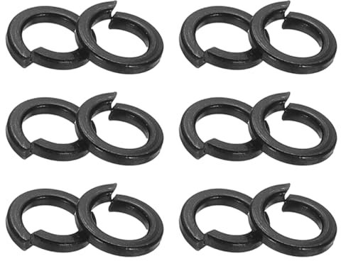 PATIKIL Arandelas de Seguridad Divididas M2, 124Pcs Arandelas de Resorte 304 Acero Inoxidable con Recubrimiento de Zinc Negro Parass, 2mm X 3mm X 0.6mm