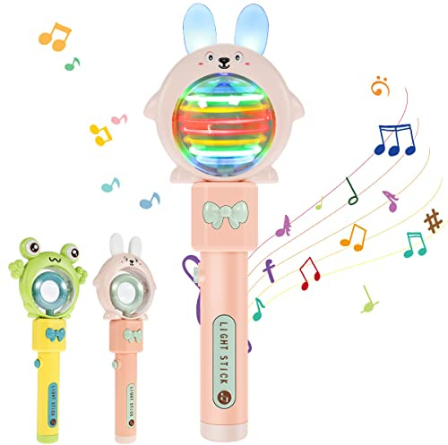 PATNFR Light Up Magic Ball Toy Wand for Kids, LED Reusable Multi-Color Rotating Wand with Glow Music Magic Princess Sensory Toys for Autistic Children (rabbit)