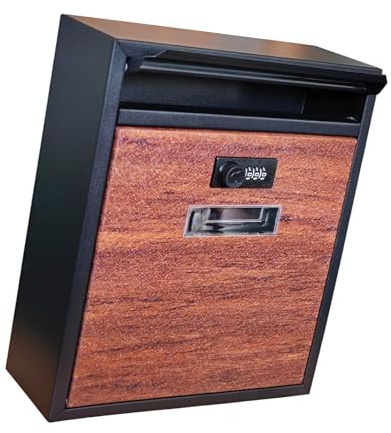 Baoblaze Wall Mounted Mailbox, Mail Box Lockable Security Drop Box Letter Post Letterbox for Magazines Gate Front Porch Outside Office