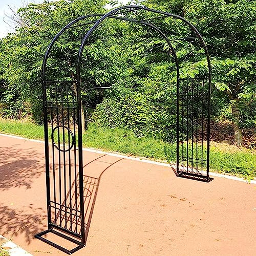 Arco de jardín grande para plantas trepadoras, pérgola de hierro forjado para rosas y vides, color negro, soporte de jardín duradero, perfecto para decoración al aire libre