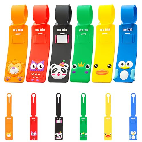 HLIWS 12 Pezzi Etichette per Valigie, Simpatico Identificatore Valigia, Bagagli Tag, per Borse da Viaggio, Bagagli Registrati, Valigie, Borse per Laptop, Zaini