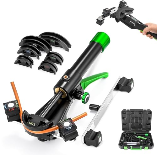 Kit piegatubi idraulico manuale, set di attrezzi piegatubi per tubi in rame a cricchetto con 7 stampi, per tubi in ottone, alluminio e acciaio sottile