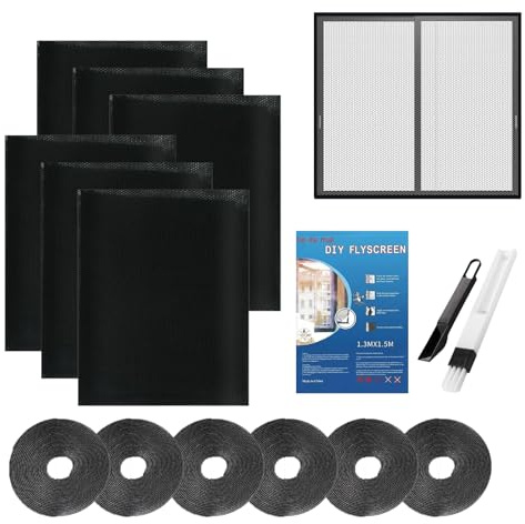 svpfuo 6 Piezas Tela Mosquiteras sin Taladrar 130 cm × 150 cm | Mosquiteras para Ventanas, Mosquitera Ventana, se Puede Cortar Libremente, que los Mosquitos Entren en el Interior