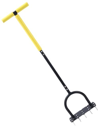 Strumento aeratore per prato, punta di scalpaggio manuale per prato, con impugnatura a T, decompattatore per pavimento a carotaggio - per giardino, esterno, paesaggio, vivaio, cortile,