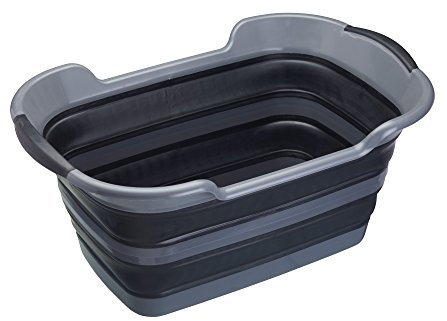 MasterClass Smart Space Großer zusammenlegbarer Wäschekorb aus Kunststoff, 60,5 x 40 x 28 cm (24 x 15,5 x 11) - Schwarz / Grau