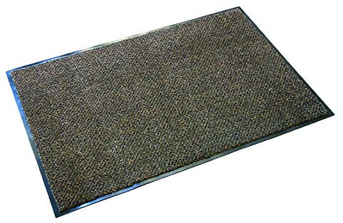 Ultralux Indoor Scraper Doormat, 60cm x 90cm, Anti-Slip Vinyl Backed Door Mat, Brown Dirt Trapping Absorbent Indoor Entrance Barrier Mat