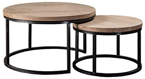Mesa de Centro de Madera, combinación Alta y Baja, Tabla antioxidante, Estilo Industrial, Utilizado en la Oficina casera del Estudio, marrón