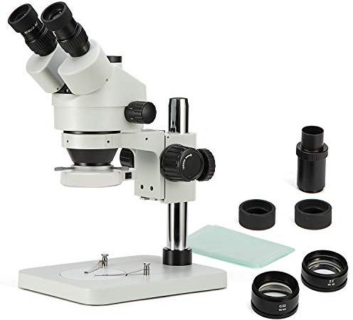 SWIFT Microscopio stereoscopico zoom trinoculare 3,5–90x per ispezione PCB e saldatura, 45°/360°, adattatore camera φ23,2mm, WD100mm, anello 56 LED, 0,5x/2x, S7-TP520-EA10-56