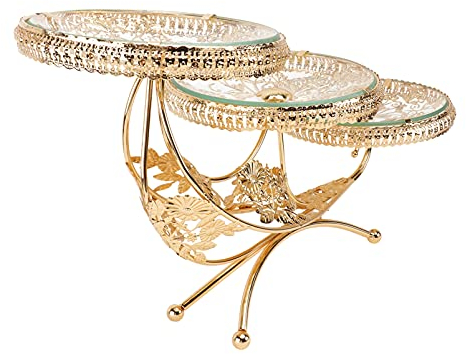 HEMOTON Plateau Fruits en Verre Cristal 50X27X19Cm - Présentoir Élégant Multifonction pour Fruits Bonbons Et Gâteaux Idéal pour Cuisine Réceptions Et Fêtes