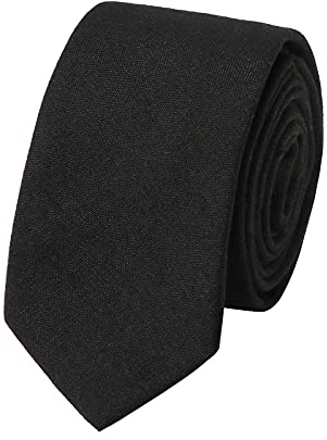 HOULIFE Slim Herren Krawatten - Solide Herren Krawatte, Krawatten für Herren aus Baumwolle, Skinny Krawatten zur Hochzeitsfeier, Party (Schwarz)