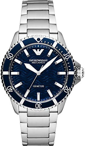 Emporio Armani Orologio Uomo, movimento automatico a tre lancette, cassa in acciaio 42 mm con bracciale in acciaio, AR60059