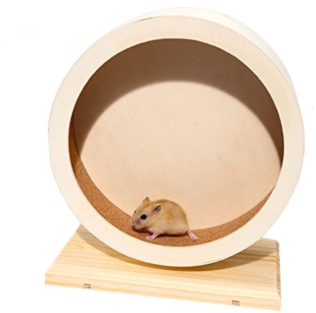 antiai Hamster Wooden Silent Wheel, Small Animal Exercise Wheel Accessories, Quiet Spinner Hamster Running Wheels Toys for Hamsters,Guinea Pig, Gerbils, Mice and Other Small Pets,8.2' Medium Size