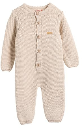 Minora Gestrickter Unisex Strampler für Baby Jungen und Mädchen, Overall für Neugeborene im Winter, 0-3 Monate, Beige