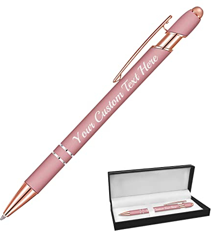 Hapelf Bis Zu 500 Kugelschreiber Personalisiert Benutzerdefinierter Metall Stift Gravierte Laser-Kugelschreiber Individuelle Stifte Mit Namen Einziehbar FüR Frauen MäNner Hochzeit