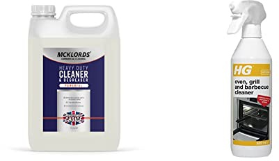 McKLords Heavy Duty Cleaner and Degreaser, 5 Litre & HG Grill, Barbecue & Oven Cleaner Spray by HG Cleaning Products, Heavy Duty Degreaser Spray