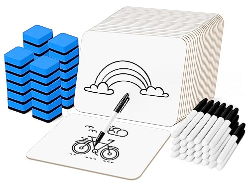 Dry Erase LapBoards, PANDRI 26 Pack Double Sided 12.5 x 9 Inch Whiteboards with 26 Erasers and 26 Markers, Dry Erase Boards for Students Classroom Teacher Supplies
