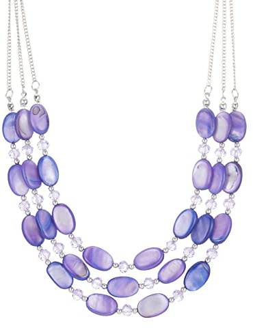 FULU AUTUMN Perlen Statement Kette Damen Silber Mehrreihig Perlenkette Chunky Bunt Modeschmuck Valentinstagsgeschenk für Sie