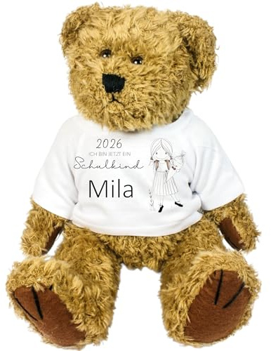 Kilala Teddy 'Schulkind' – Personalisiertes Kuscheltier, Glücksbringer Einschulung (Mädchen)