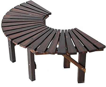 Hartholz-Gartenbank, 120 cm, halbrund, für den Außenbereich, starke Tragfähigkeit, Möbeldekoration, natürliches Finish
