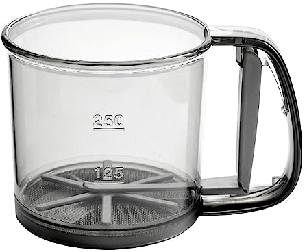 VAVOLO Tamis à farine pour la cuisson – Tamis à maille fine avec tamis à 20 mailles en acier inoxydable, tamis à une couche, tamis à presser portable, tamis à farine semi-automatique multifonctionnel