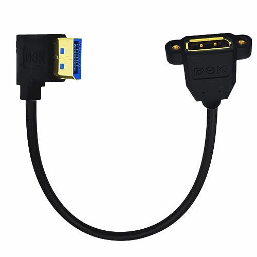 Seadream Angled Displayport (DP) Male to DisplayPort (DP) Female with Screw Hole Panel Mount for Audio and Video Extension Cable, Support 8K@60Hz, 4K@144Hz 30cm V1.4 (12inch Left Angled)