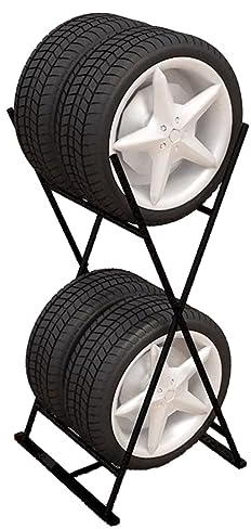 NUNETH Reifenregal Boden Reifenständer Reifen Show Rack, Stabiles Träger-Reifenregal, 2-stufiger Metall-Reifenständer für Große Reifen/Sommerreifen/Rennreifen/Schnee-Reifen