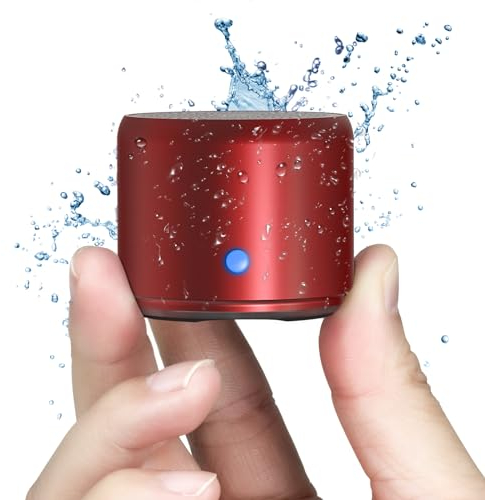 EWA mit Eva Reise Tragen Case, A106 Pro Bluetooth Lautsprecher Wasserdicht, Tragbarer kabelloser Outdoor Mini Lautsprecher, Starkem Bass mit Bass-Radiatoren, 12 Stunden Wiedergabe (Rot)