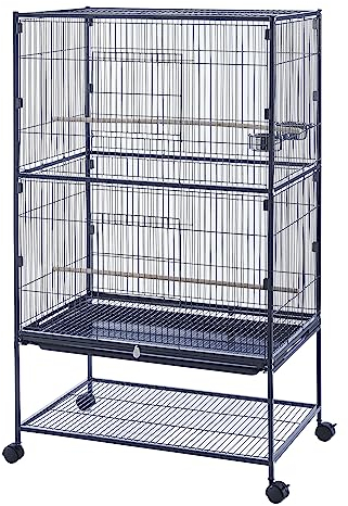 Panana käfig Vogelkäfig für wellensittich Papagei nymphensittiche,Nagerkäfig Chinchilla Kakadu Zuchtkäfig (79 x 51,8 x 132 cm Schwarz)