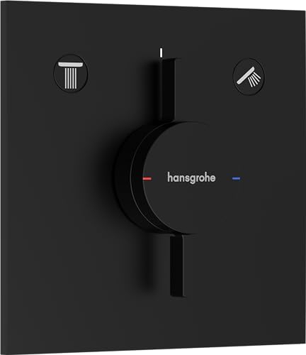hansgrohe DuoTurn E - shower mixer conceiled for 2 functions, shower mixer tap square, single lever shower mixer for iBox universal 2, matt black, 75417670