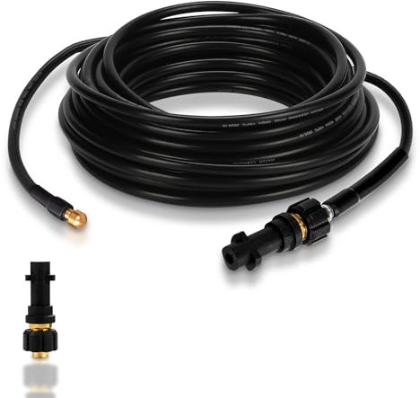Herrselsam Tuyau de nettoyage de canalisations 10 m, 180 bar, 60 °C, tuyau haute pression avec adaptateur pour nettoyeur haute pression