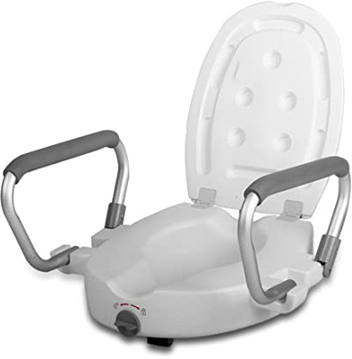 Rialzo per Sedile WC con bracciolo, aggiunge 9 cm di Altezza al WC, Sedile WC rialzato con capacità di Peso di 250 libbre, Sedile WC rialzato