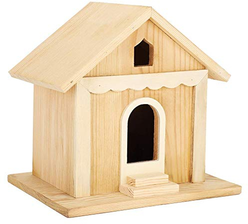 Dekoratives Vogelhaus aus Holz, unvollendet, handgefertigt, for den Außenbereich, Garten, Terrasse, dekorativer Nistkasten, Vogelhaus, Käfig for Anlocken von Drosseln, Finken, Zaunkönigen, Turteltaube