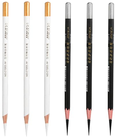 6 Stück Schwarze und Weiße Holzkohlestifte Kohle Set Zeichenkohle Zeichenkohle Zeichenstifte Set Kohlestifte für Skizzen Schattieren Porträt Professionelle Skizzierstifte für Anfänger und Künstle