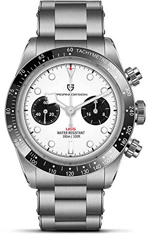 Pagani Design 1718 Uomo Vintage Quartzo Orologio Panda Quadrante VK64 Movimento in acciaio inox 100M impermeabile luminoso Sport Cronografo Orologio da polso