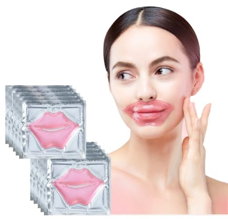 Collagen Lip Mask - 10 Moisturizing Patches for Dry Lips, Natural Formula, Repairs Lines