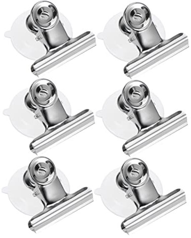 MUCKLILY Lot De 6 Clips À Ventouse En Acier Inoxydable Réutilisables Sans Perçage Pour Accrocher Accessoires Maison Bureau Avec Ventouse Transparente 5.8X5.3X4 Cm