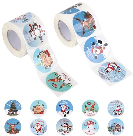 ilauke Aufkleber Weihnachten, 500 Stück Sticker Weihnachten 10 Weihnachtsmustern Weihnachtsaufkleber Weihnachtssticker Selbstklebend für Geschenktüten, Geschenktüten Weihnachtsdeko(4cm/Pcs)