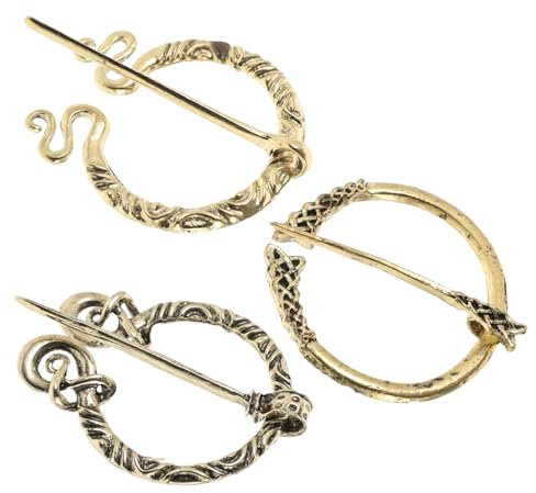 COLLBATH 3stücke Wikinger-brosche Mit Schalring-clip Retro-vintage-design Aus Legierung Gefertigt Umhangverschluss Mittelalterlicher Schmuck Schal-anstecknadel Für Kleidung Und Kostümzubehö