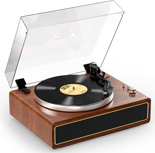 Giradischi tutto in uno con altoparlanti incorporati in vinile giradischi supporto riproduzione wireless arresto automatico velocità 33 e 45 giri/min RCA Line Out AUX in giradischi con trasmissione a