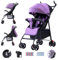 Passeggino per bambini, 0 – 3 anni, 0 – 25 kg, pieghevole, con 3 posizioni, zanzariera e portabevande, ruota ammortizzante girevole a 360°, passeggino con funzione lettino (viola)