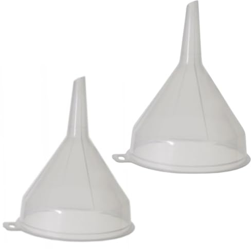 SOTL® X2 14cm Clear Plastic Funnel For Bottle Filling Essential Oils Arts & Crafts Supplies Science Laboratory Chemicals Vehicle Maintenance Catering Restaurant Liquid Transfer Fluid