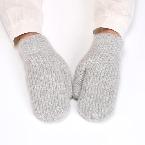 HPONEZJ Fäustlinge Winter Damen Handschuhe Doppellagig Fausthandschuhe Gefüttert Warm Strickhandschuhe Mädchen Winddicht Handwärmer Einfarbig Weich Winterhandschuhe für Outdoor Fahrrad Ski