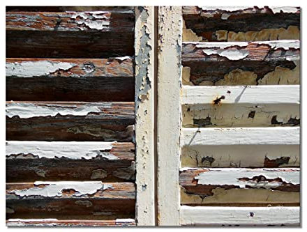 Glücksvilla - Französischer Fensterladen - div. Maße (Leinwand-Bild 2 cm, 80 x 60 cm) aus DE - Kunstdruck XXL Deko-Wandbild quer - Holz Struktur Wand Tür Muster Fotografie