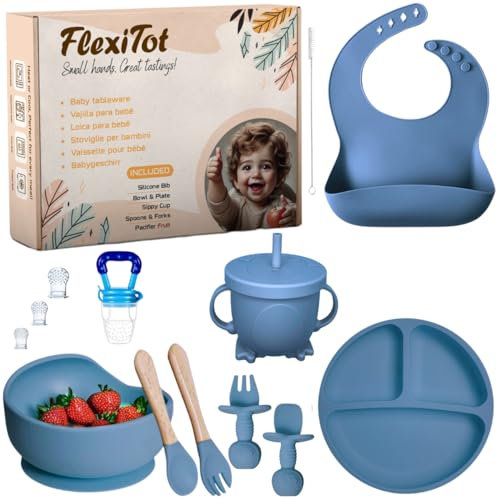 Vajilla Para Bebe de Silicona - Vajilla Niños | Baby Tableware, Blw Utensilios, Plato Ventosa Bebe, Vaso Aprendizaje Bebe 6 Meses Precucharas Bebe, Cucharas Bebe Aprendizaje, Guía Recetas BLW, Beige