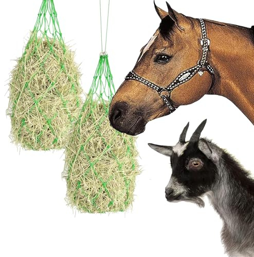 KAKOLOPT Leckerli-Tasche für Pferde, Heunetze für Pferde, starkes Netz, hängend, langsames Füttern, Heunetz + Seil für Heulage, Pferdeleckerlis und Soak-Heuballen, Reitpferd-Zubehör für Ziegen,