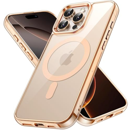 JETech Magnetisch Hülle für iPhone 16 Pro Max 6,9 Zoll Kompatibel mit MagSafe, Stoßfest Stoßfänger Handyhülle, Anti-Kratzer Transparent Rückseite (Wüstensand)