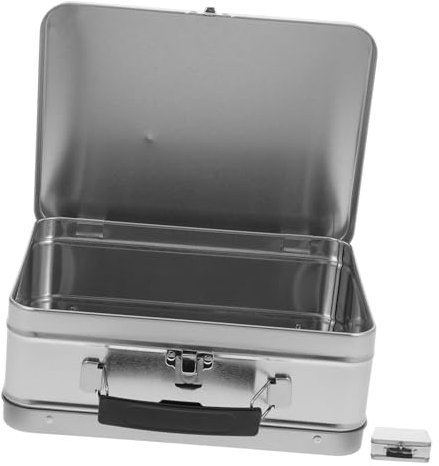 HYTROVE Vintage Metall Brotdose Mit Henkel Und Verriegelung Verschließbare Lebensmittel Aufbewahrungsbox Mit Großem Fassungsvermögen Tragbare Metallbox Für Snacks Und Lunch Robuste Retro e